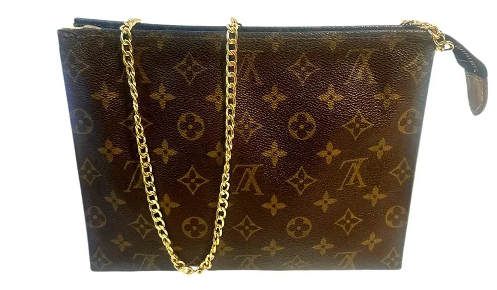 Louis Vuitton Monogram Trousse Toiletry 26 Crossbody Clutch Insert/gold chain